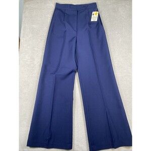 Vintage 1970s Polyester Pants Women's 12p (Small) Blue New Wide Leg High waist